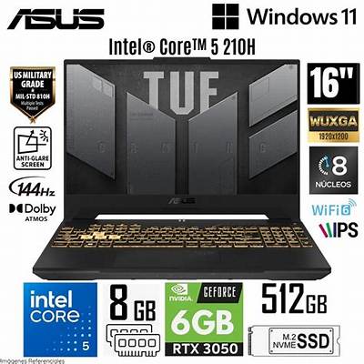 Laptop Gamer ASUS TUF F16 Core 5 205H 8GB 512GB SSD RTX 3050 16"