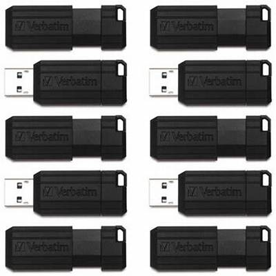 Pack 10 Memorias USB Verbatim PinStripe 64GB USB 2.0 Negras