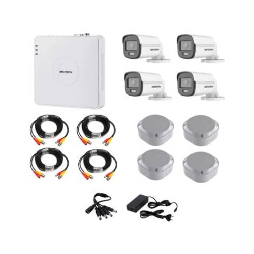 Kit Hikvision ColorVu 3.0 de 4 Cámaras Tubo con Color y Audio