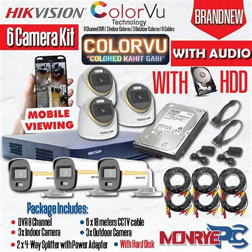 Kit Hikvision ColorVu 3.0 de 6 Cámaras Tubo con Color y Audio