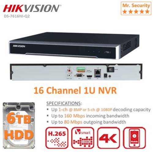 NVR Hikvision DS-7616NI-Q2 de 16 Canales (Sin PoE)