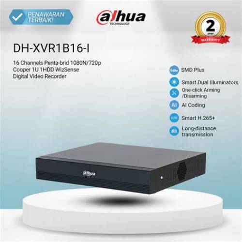 Grabador XVR Dahua Cooper DH-XVR1B16-I/T de 16 Canales